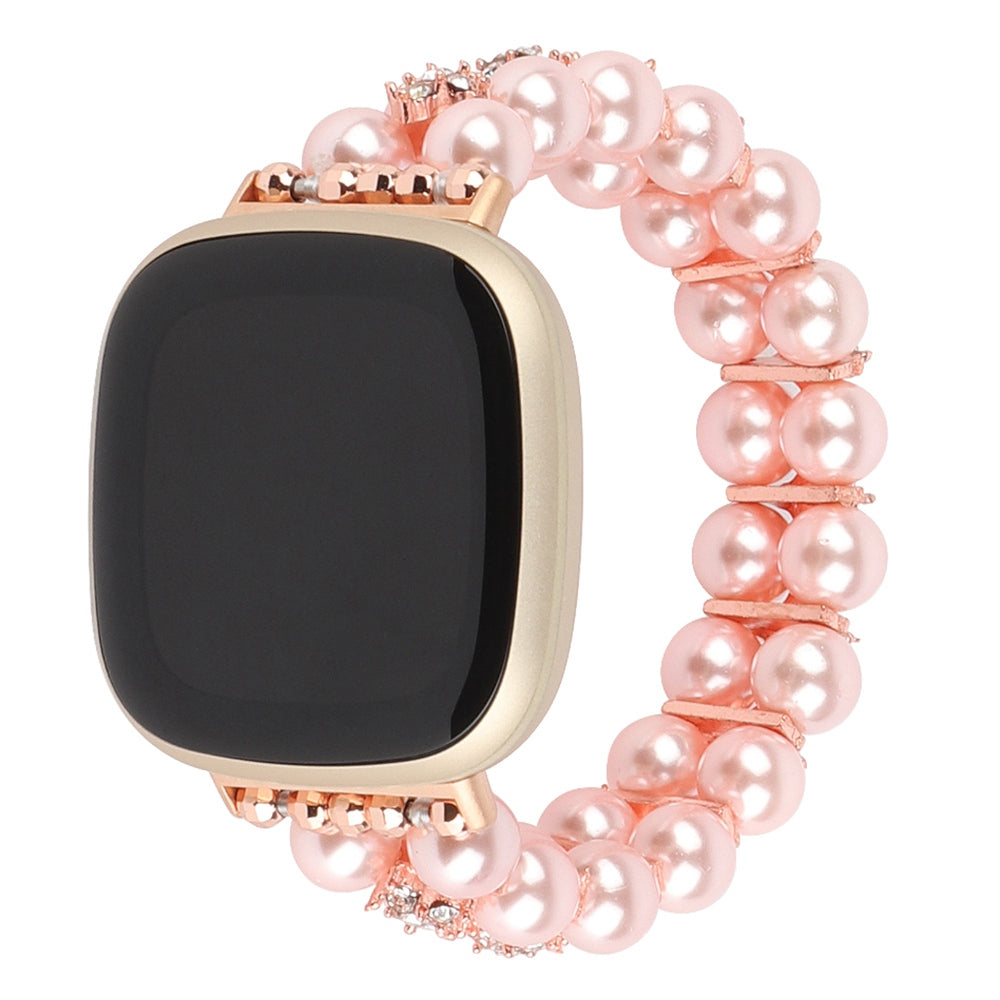 For Fitbit Versa 3 Sense Two Rows Rhinestone Pearl Bracelet Wrist Strap Replacement Smart Watch Band For Fitbit Versa 3 Sense Two Rows Rhinestone Pearl Bracelet Wrist Strap Replacement Smart Watch Band